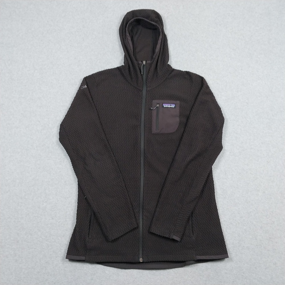Patagonia Jacket Womens Large Black R1 Air Full Zip Hoodie Outdoors Hiking